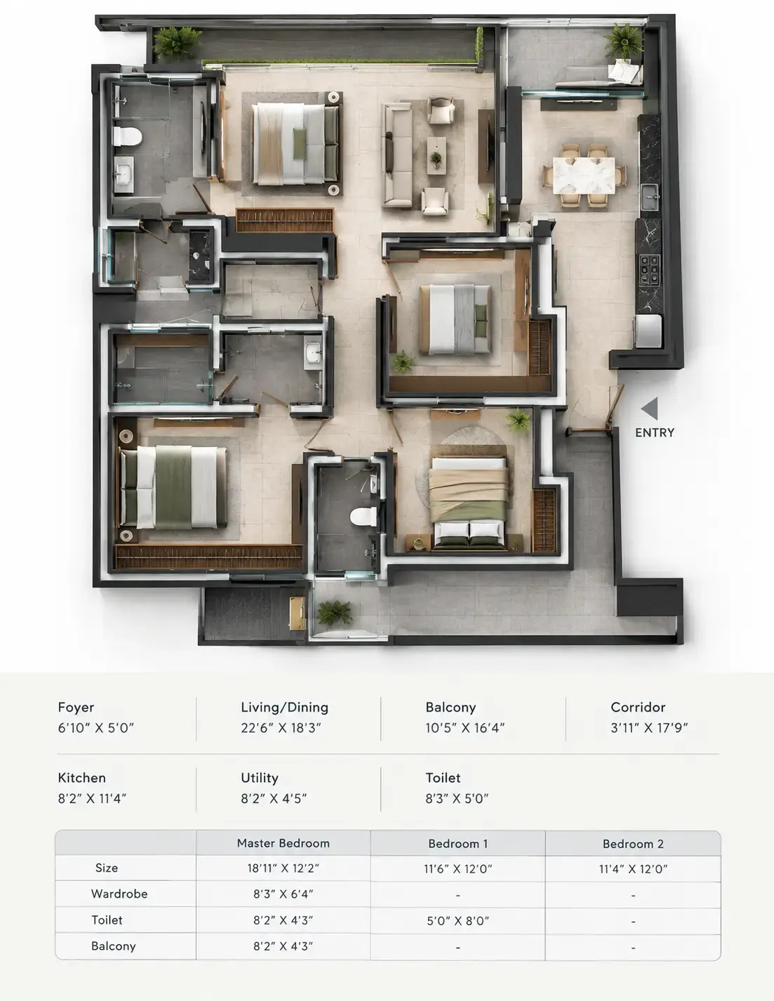 3 BHK Floor Plan