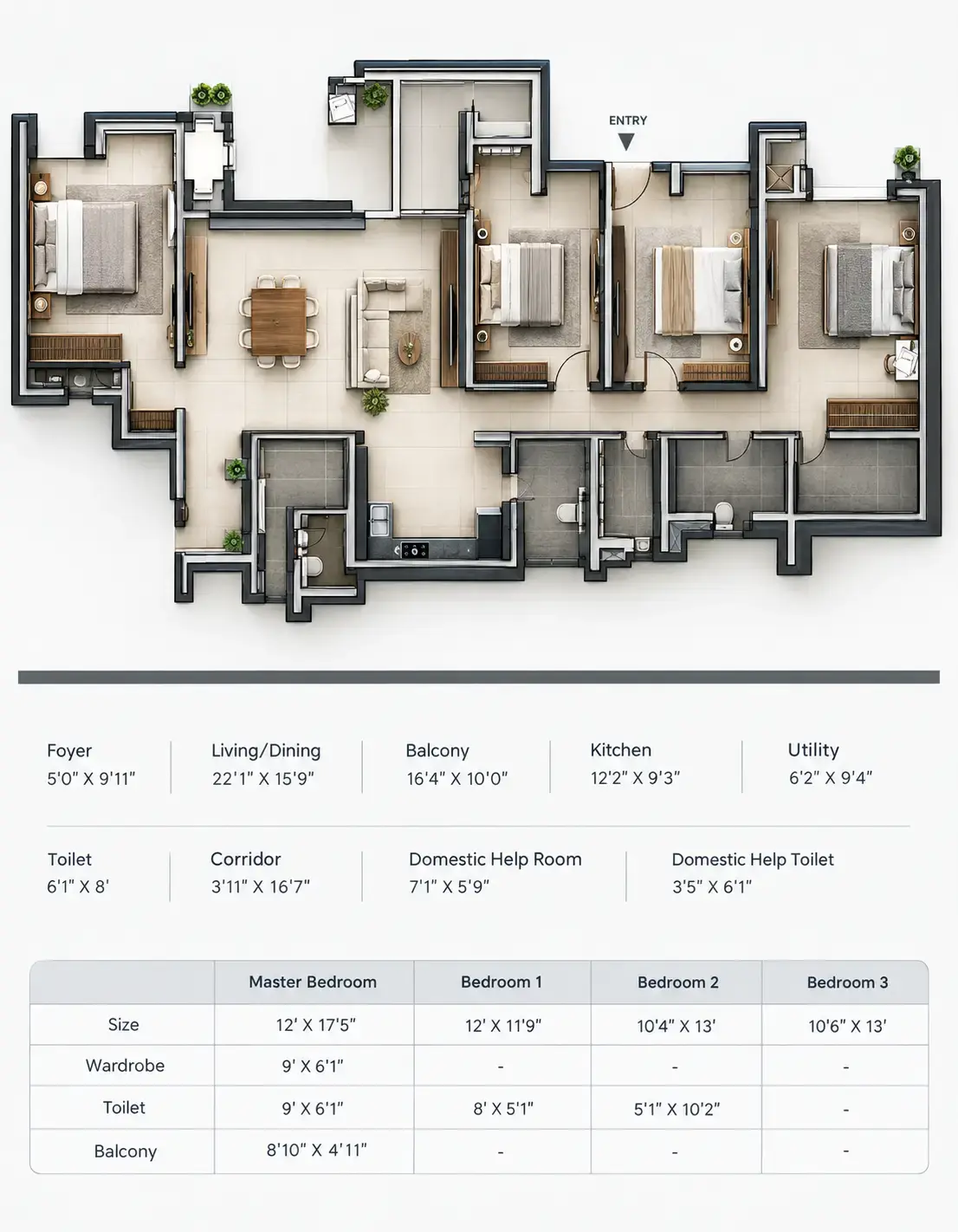 4 BHK Floor Plan